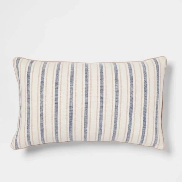 Woven Striped With Plaid Reverse Throw Pillow